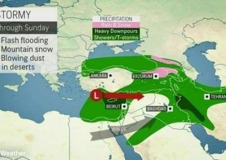 هشدار سایت هواشناسی accu weather مبنی بر بارش سنگین در ایران