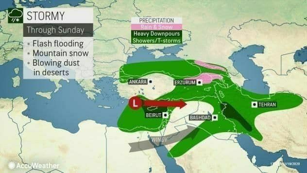 هشدار سایت هواشناسی accu weather مبنی بر بارش سنگین در ایران