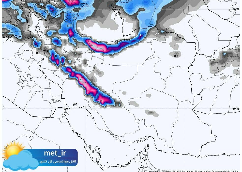بارش نسبتا سنگین برف در ارتفاعات زاگرس و البرز 