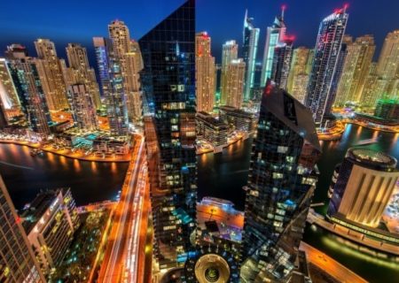 نمای دبی از برج های مرتفع شهر