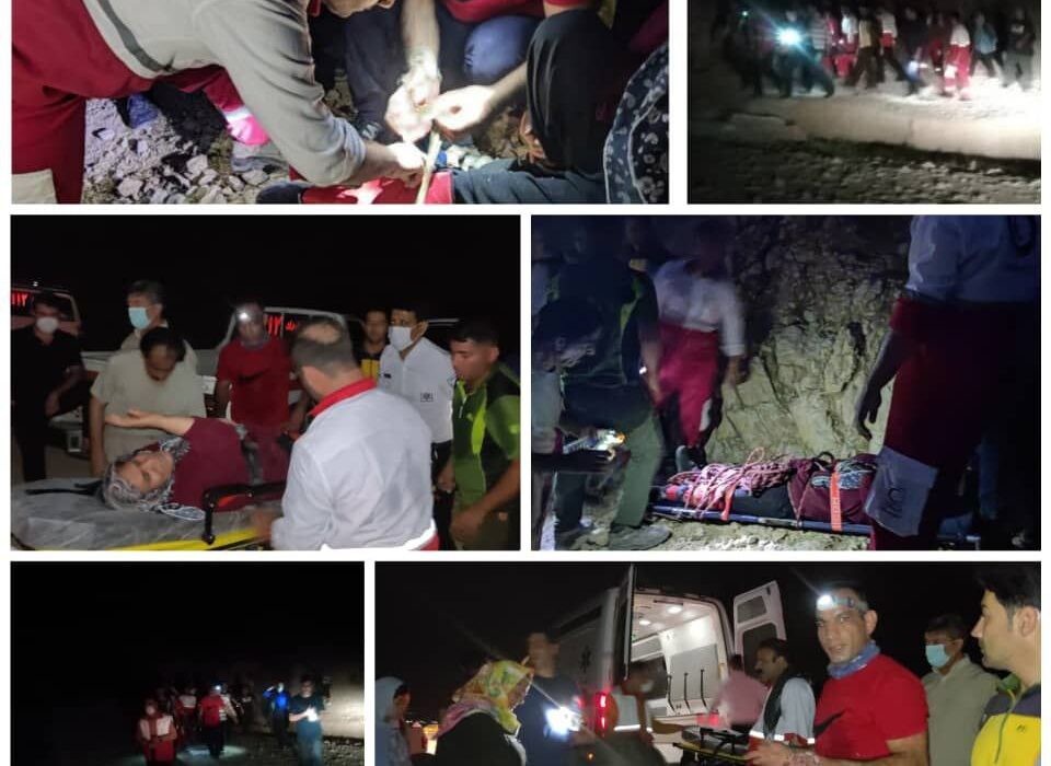 نجات جان کوهنوردسقوط کرده از کوه در منطقه تنگ تاپو توسط امدادگران هلال احمر
