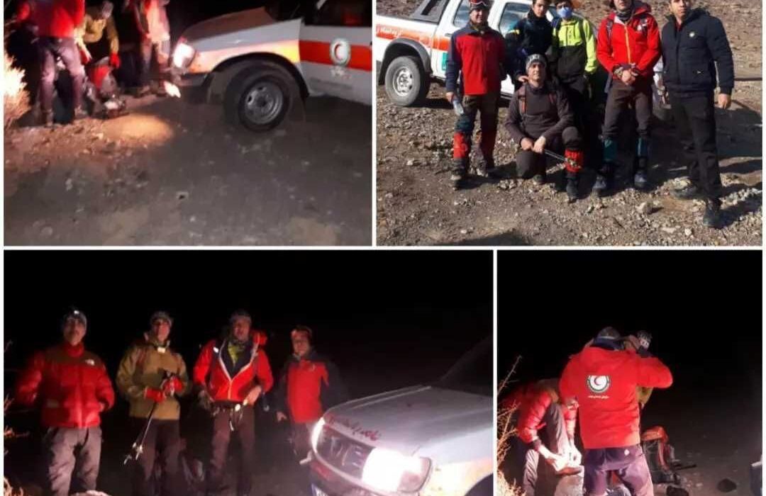 نجات ۲ فرد گرفتار در قله بزد توسط تیم های امداد و نجات هلال احمر و هیات کوهنوردی